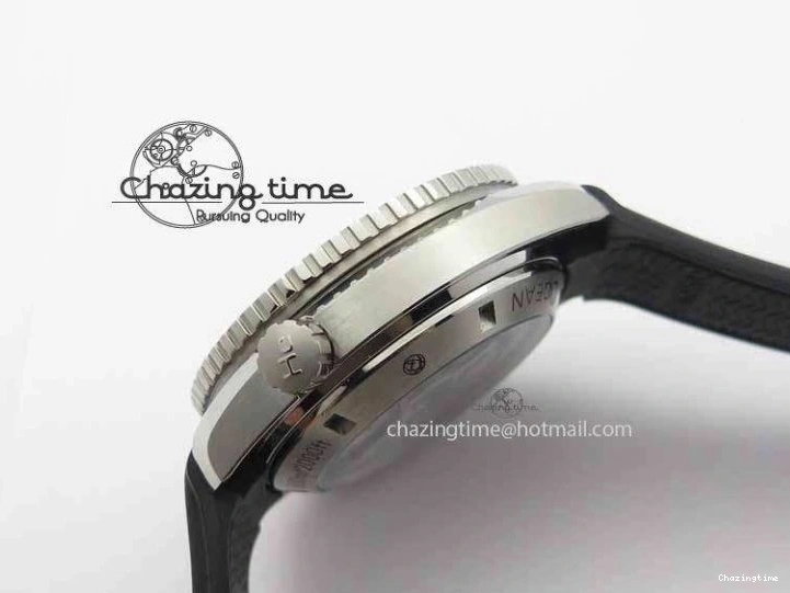 0319 Unisex Planet Ocean Master Chrono 45mm SS OM 1:1 Best Edition Black Dial On Black Rubber Strap A 8171